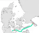 Kort over Transitruten Kieler Kanal er passager fra Bornholms Gat til Kieler Kanal og omvendt.