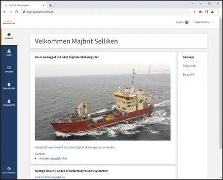 Digitalt Skibsregister forside