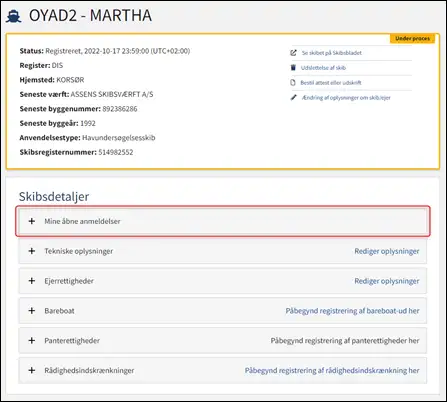 Detaljevisning for skib