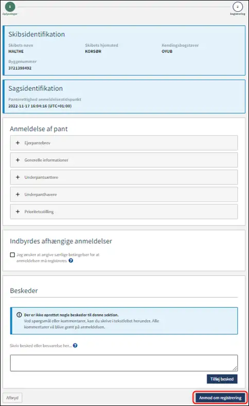 Trin 3: Registrering