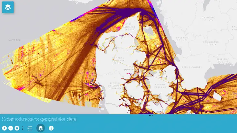 Kort over skibstrafiktætheden